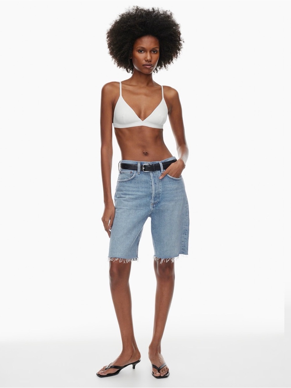 Agolde Light Blue Raw-Hem Denim Bermuda Shorts